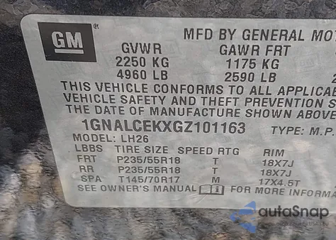 2016 Chevrolet Equinox Lt z USA, uszkodzony, nr VIN 1GNALCEKXGZ101163